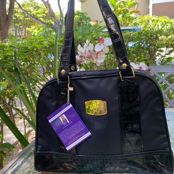 Joy Mangano Clothes It All Black Nylon and Gold Hardware Mini Weekender NWT - Picture 14 of 16